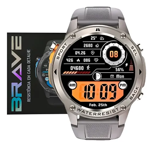 Smartwatch Original Brave Prova D'água Gps Duplo Integrado Conexão Strava 170 Modos Esporte Bussola Faz E Recebe Ligação Tela Amoled Monitora Saude Relogio Inteligente Dunanda Oficial Cor: Prata
