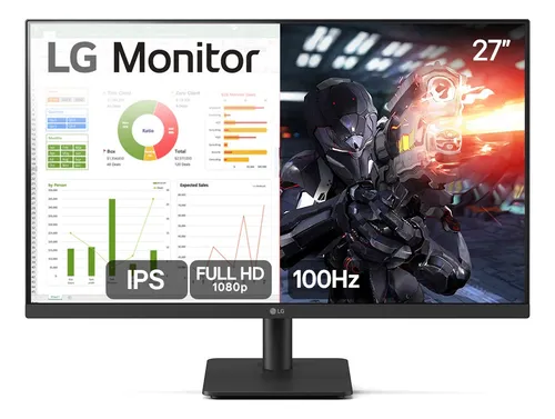 Monitor PC Gamer LG 27” 27MS500-B IPS 100Hz Full HD HDMI 2x color negro 110/220V