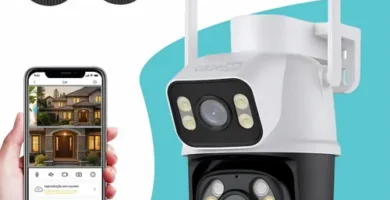 Câmera de segurança IP externa Wi-Fi A28 Casenn com lente dupla 2 em 1, visão noturna infravermelho e proteção IP66 para áreas externas