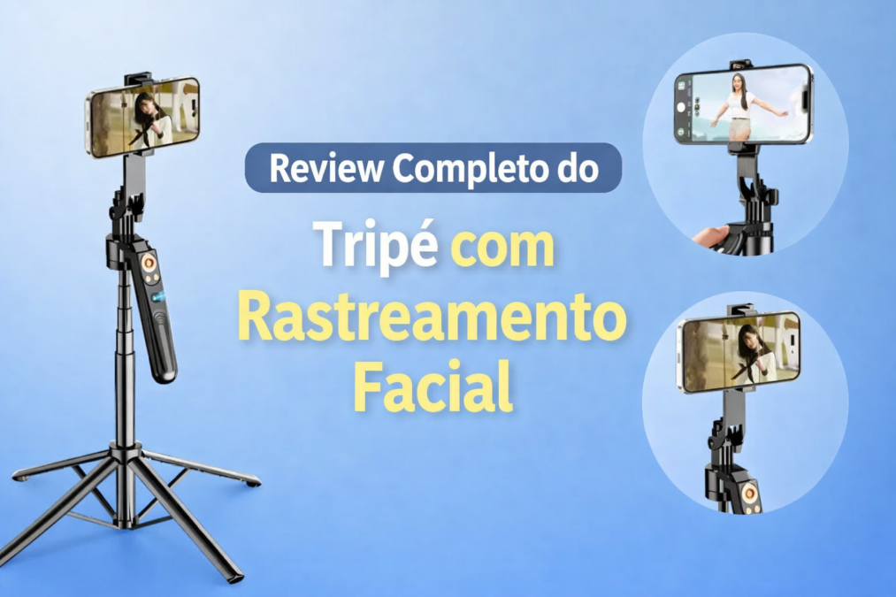 Tripé com rastreamento facial para smartphones.