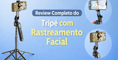 Tripé com rastreamento facial para smartphones.