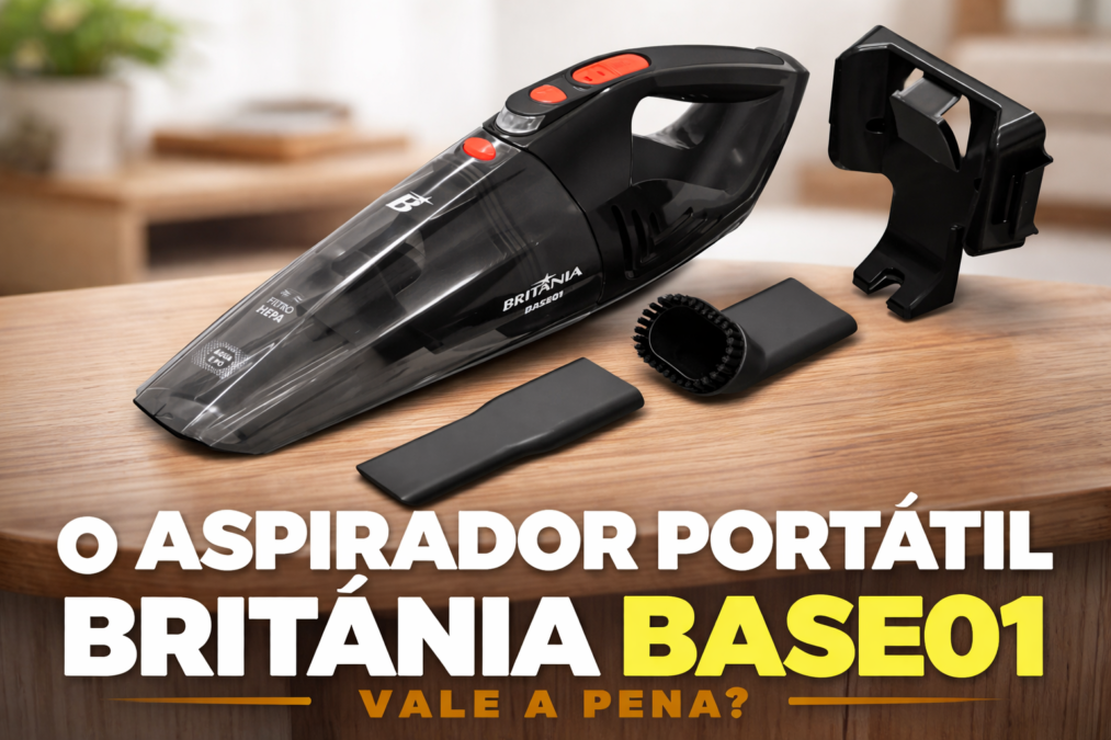 aspirador portátil Britânia BASE01 sem fio com acessórios para limpeza de carro e casa